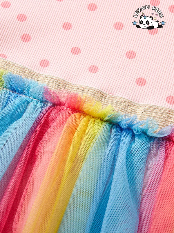 LEZONKIDS - Factory Direct Sale children's dress rainbow mesh skirt cute summer girl princess dress